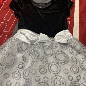 Black and white with silver little girl dress!